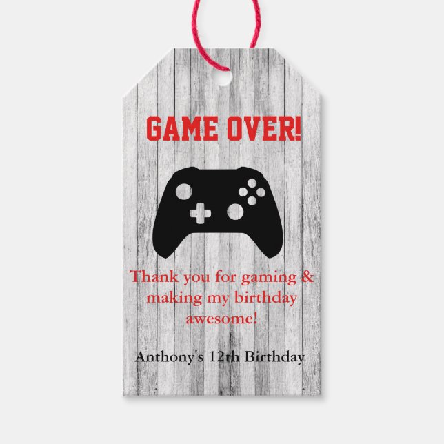 Game Over... Video Game Thank You  Favour Tag (Front)