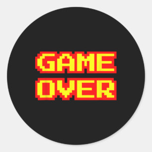 Game Over Vintage Retro Arcade Video Games Gaming Classic Round Sticker