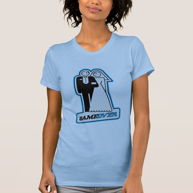 Game Over Wedding Bride & Groom TShirt (blue) (Front)