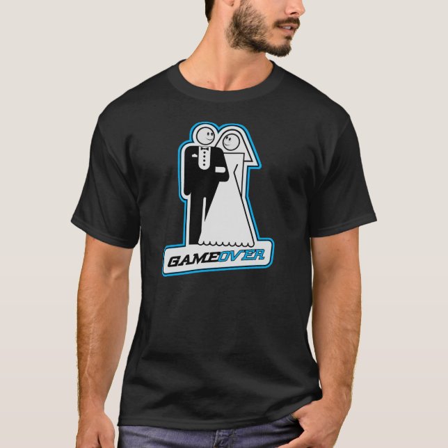 Game Over Wedding Bride & Groom TShirt (blue) (Front)