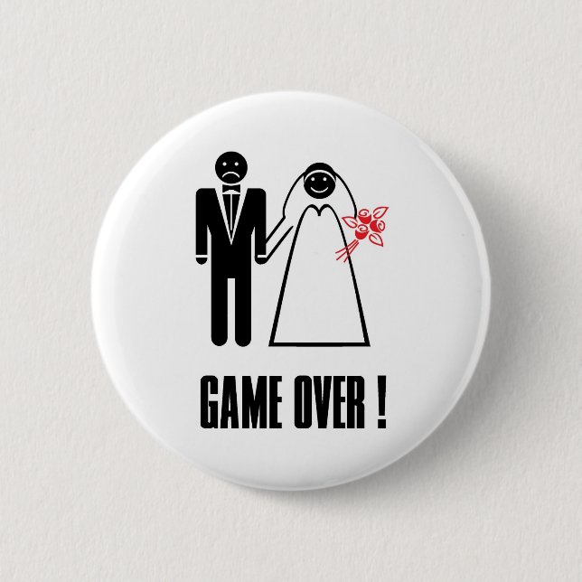 GAME OVER! Wedding Button Pin (Front)