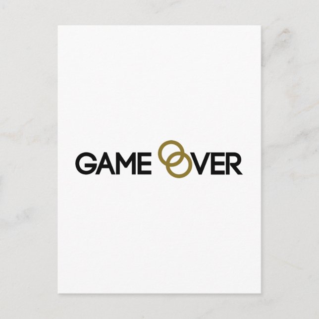 Game over Wedding rings Postcard (Front)