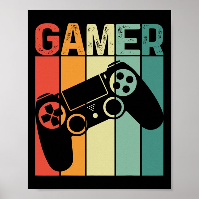 Game Player Retro Gamer Gaming Addict Boy Girl Men Poster (Front)