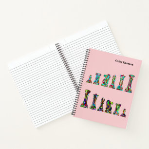 Game Players Rainbow Colour Chess Pieces on Pink Notebook
