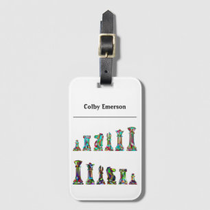 Game Players Rainbow Colour Chess Pieces Set Luggage Tag