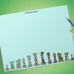 Game Players Rainbow Colour Chess Pieces Set Teal Notepad<br><div class="desc">Personalise and customise this super notepad with your name or any text. Featuring a set of rainbow glass with teal chess pieces,  complete with king queen knight bishop pawn rook for a unique modern design on a light Teal background.</div>