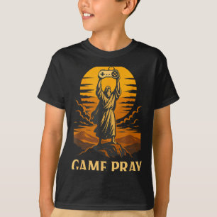 Game Pray Jesus Funny Gamer Meme Retro Video Game T-Shirt