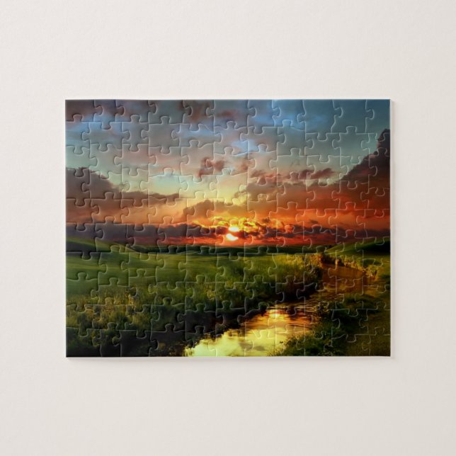Game Puzzle-Countryside Sunset Jigsaw Puzzle (Horizontal)