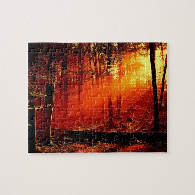 Game Puzzle-Sunset Forest Scene Jigsaw Puzzle (Horizontal)