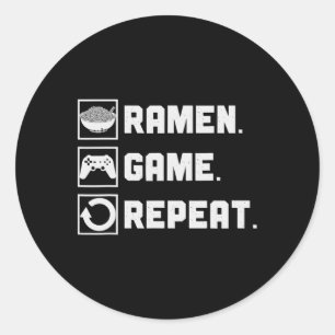 Game Repeat Noodle Video Games Console Gamer 1  Classic Round Sticker