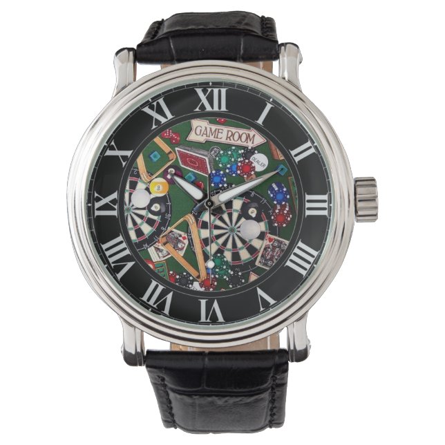 Game Room Darts Billiards Cards Wrist Watch (Front)