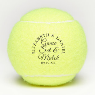 Game Set And Match Elegant Script Wedding Favour Tennis Balls