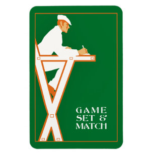 Game set and match, retro tennis referee magnet