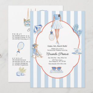 Game, Set, Beach Bach Coastal Tennis Bachelorette Invitation