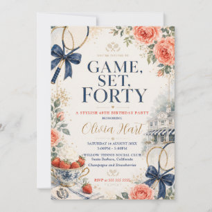 Game Set Forty Tennis Birthday Invitation