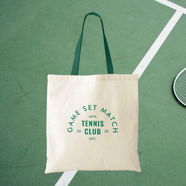 Game Set Match Après Tennis Club Green Handle Tote Bag (Creator Uploaded)