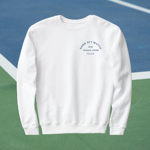 Game Set Match Blue Crest Womens Tennis White Sweatshirt