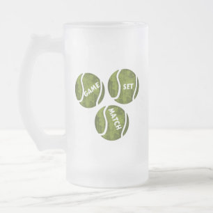 GAME SET MATCH FROSTED GLASS BEER MUG
