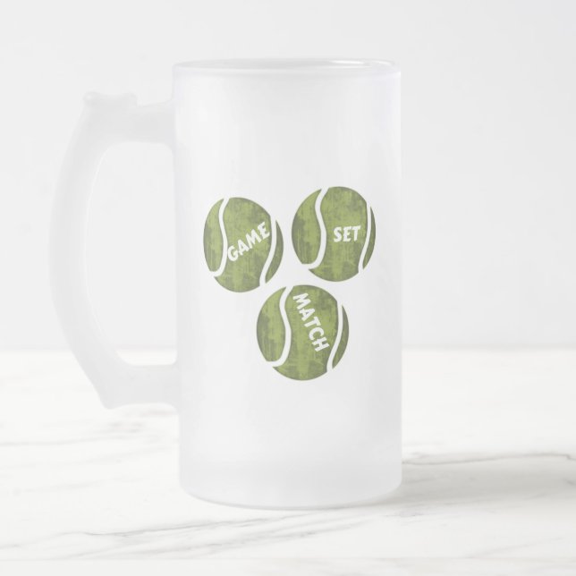 GAME SET MATCH FROSTED GLASS BEER MUG (Left)