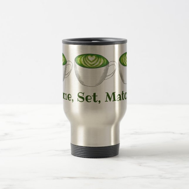 Game Set Match Matcha Green Tea Latte Foodie Travel Mug (Center)