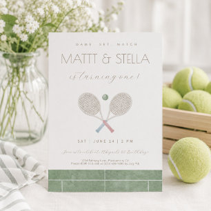 Game Set Match Tennis Twin First Birthday invite