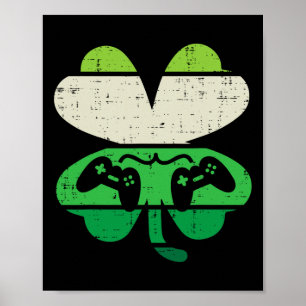 Game Shamrock Retro St Patricks Day Boys Men Girl Poster
