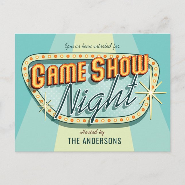 Game Show Night Party Invitation Postcard (Front)