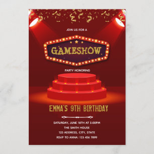 Game show red carpet party invitation