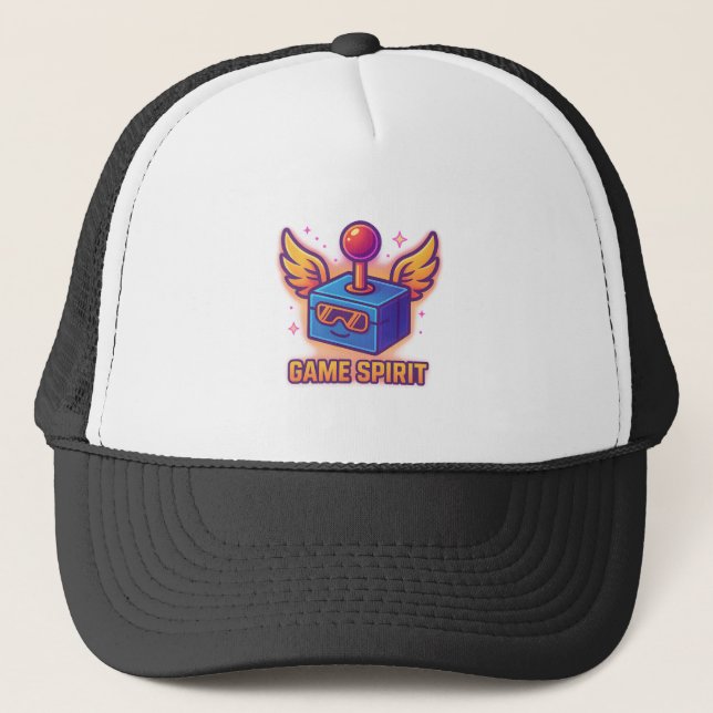 Game Spirit – Winged Arcade Joystick Trucker Hat (Front)