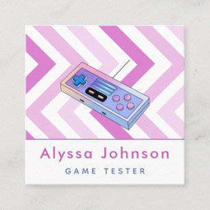 Game Tester Developer Retro Controller Gadget Cute Square Business Card