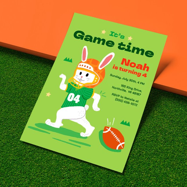 Game Time American Football Kids Birthday Invitation (Creator Uploaded)