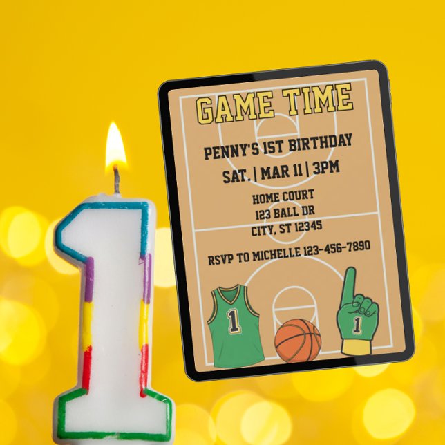 Game Time, Basketball 1st Birthday Invitation (Creator Uploaded)