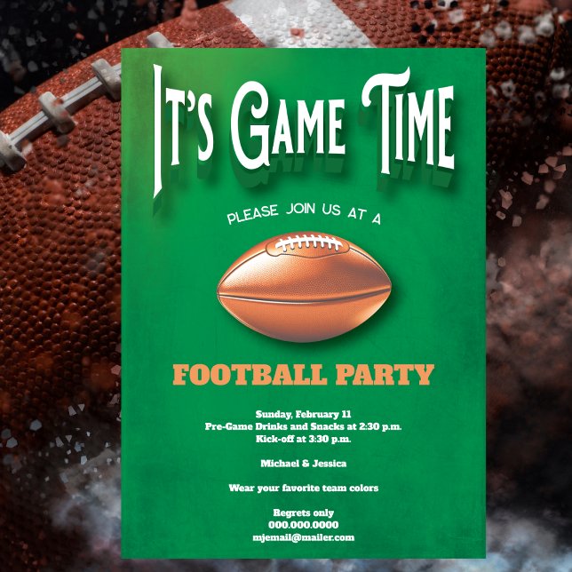 Game Time Football Party Invitation (Get ready for the ultimate football game party with our Football Game Party Invitation.)