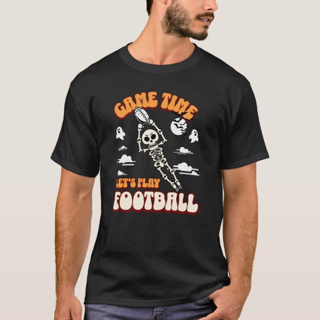 Game Time Let's Play Football Halloween Funny T-Shirt (Front)