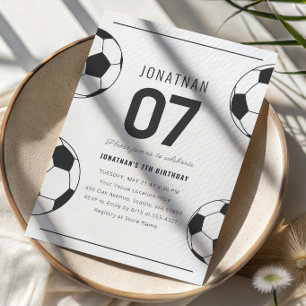 Game Time Soccer Football Boy 7th Birthday Invitation