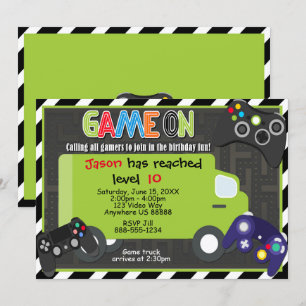 Game Truck Video Game Birthday Invitation