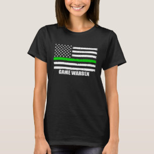 Game Warden Thin Green Line American Flag T-Shirt