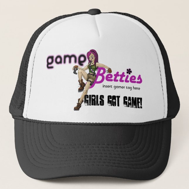 GameBetties hat_Black Trucker Hat (Front)