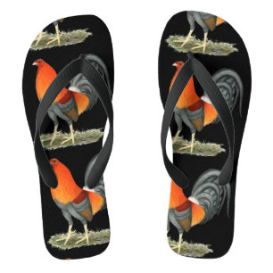 Gamecock Blue Red Rooster Flip Flops