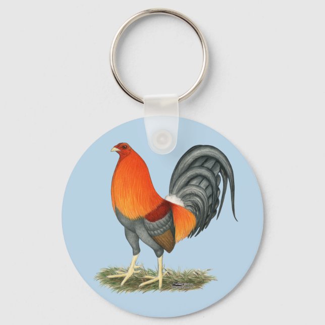 Gamecock Blue Red Rooster Key Ring (Front)