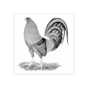 Gamecock Blue Red Rooster Rubber Stamp