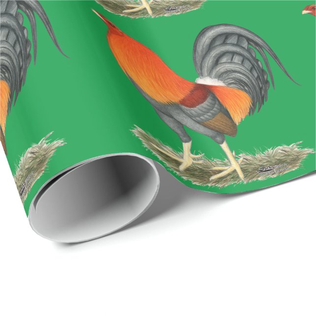 Gamecock Blue Red Rooster Wrapping Paper (Roll Corner)