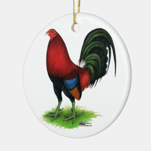 Gamecock: Dark Red Ceramic Tree Decoration