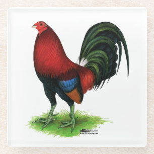 Gamecock:  Dark Red Glass Coaster