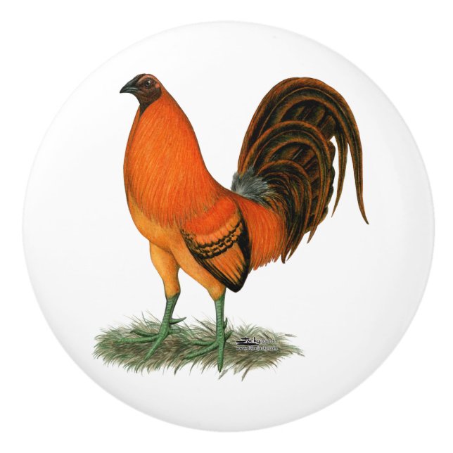 Gamecock Ginger Red Rooster Ceramic Knob (Front)