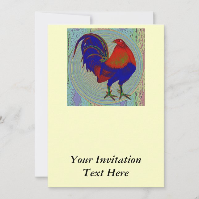 Gamecock:  Impressionist Rooster Invitation (Front)