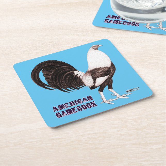 Gamecock Sepia Square Paper Coaster (Angled)