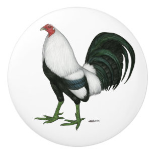 Gamecock Silver Duckwing Ceramic Knob