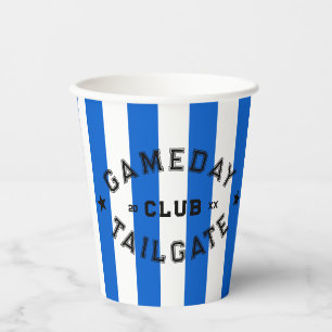 Gameday Tailgate Club Blue Stripe Custom Party Paper Cups