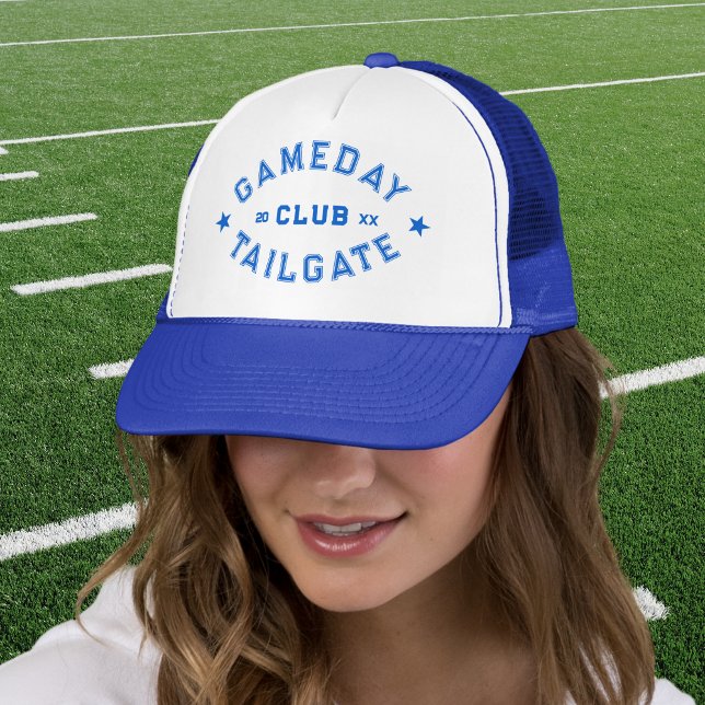 Gameday Tailgate Club Custom Blue Football Crest Trucker Hat (Creator Uploaded)